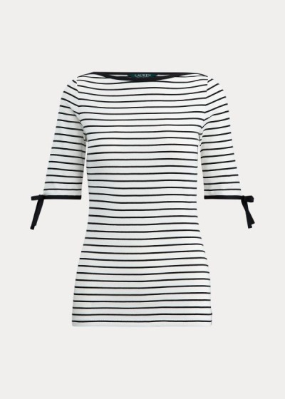 Ralph Lauren Striped Cotton-Blend Top Dame Danmark (AWGFB0473)